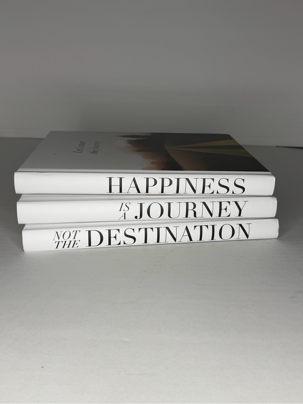 Set of 3 Stacked Large White Decorative Coffee Table Books